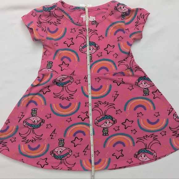 Trolls Pink Rainbow Toddler Casual Dress Shortsleeve - Picture 4 of 5
